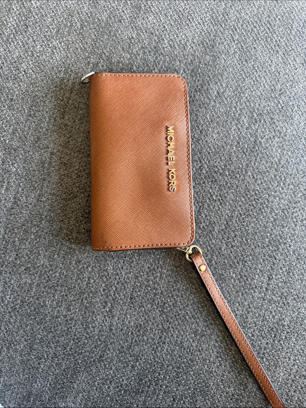 Michael Kors Cognac Saffiano Zip Wristlet Wallet - Picture 2 of 5